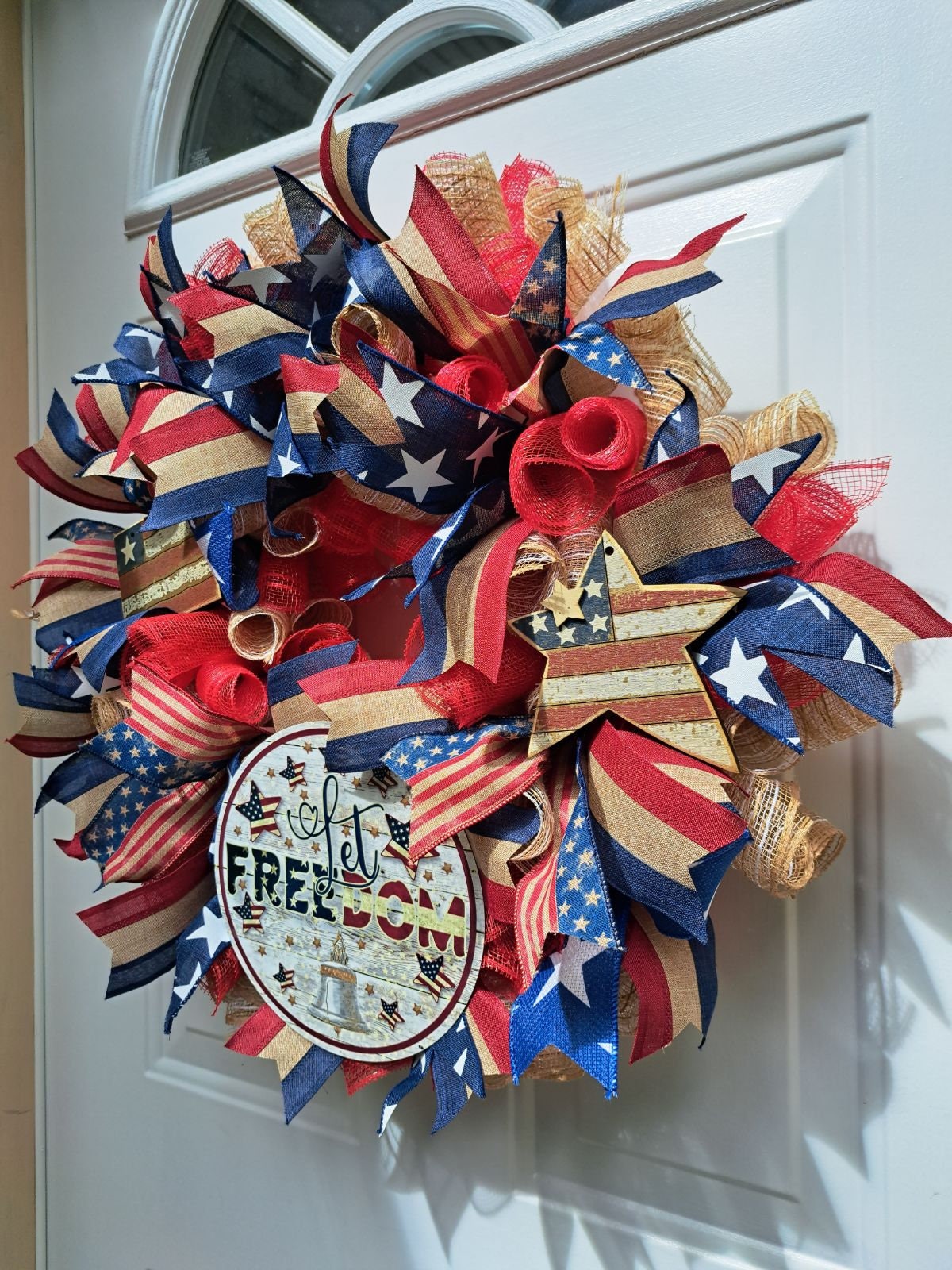 Fourth of July Wreath, 4th of July Wreath, Summer Wreath, Red White and Blue, American Flag, Patriotic Wreath, Let Freedom Ring