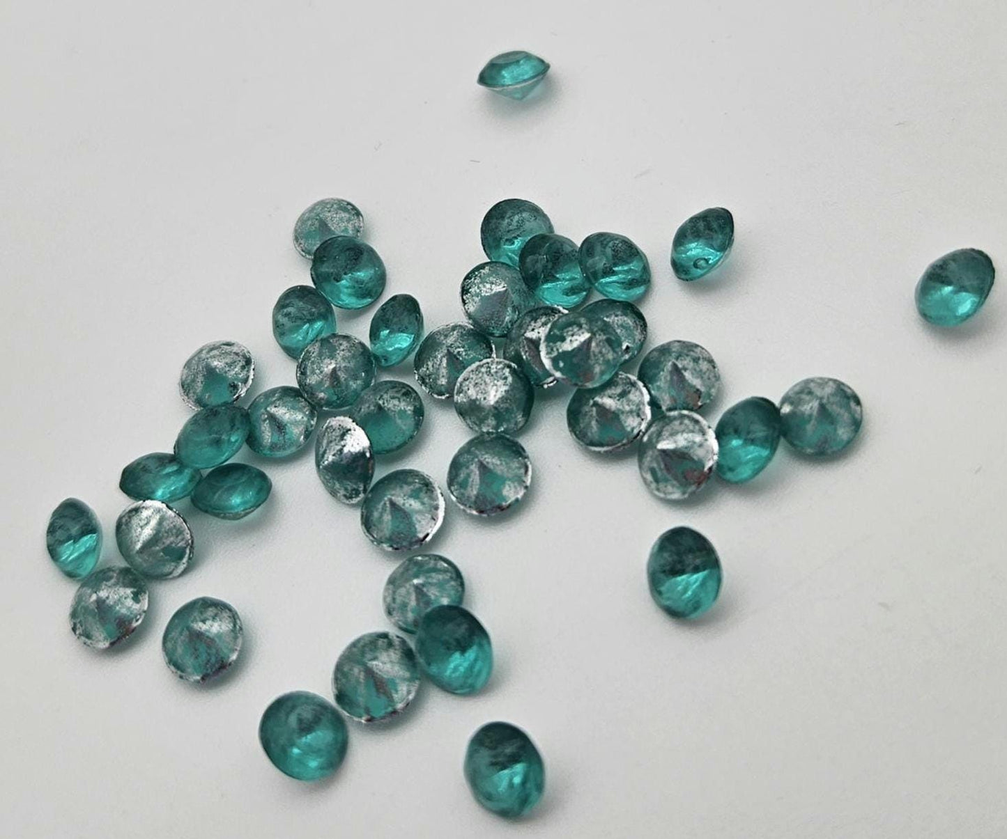 Vintage Glass Teal 6MM Rhinestones 10pc/50pc/100pc
