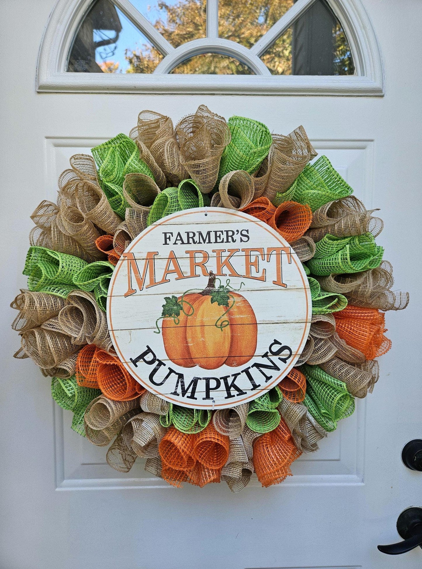 XL Farmers Market Pumpkins Wreath, Farmhouse Wreath, Pumpkin Wreath