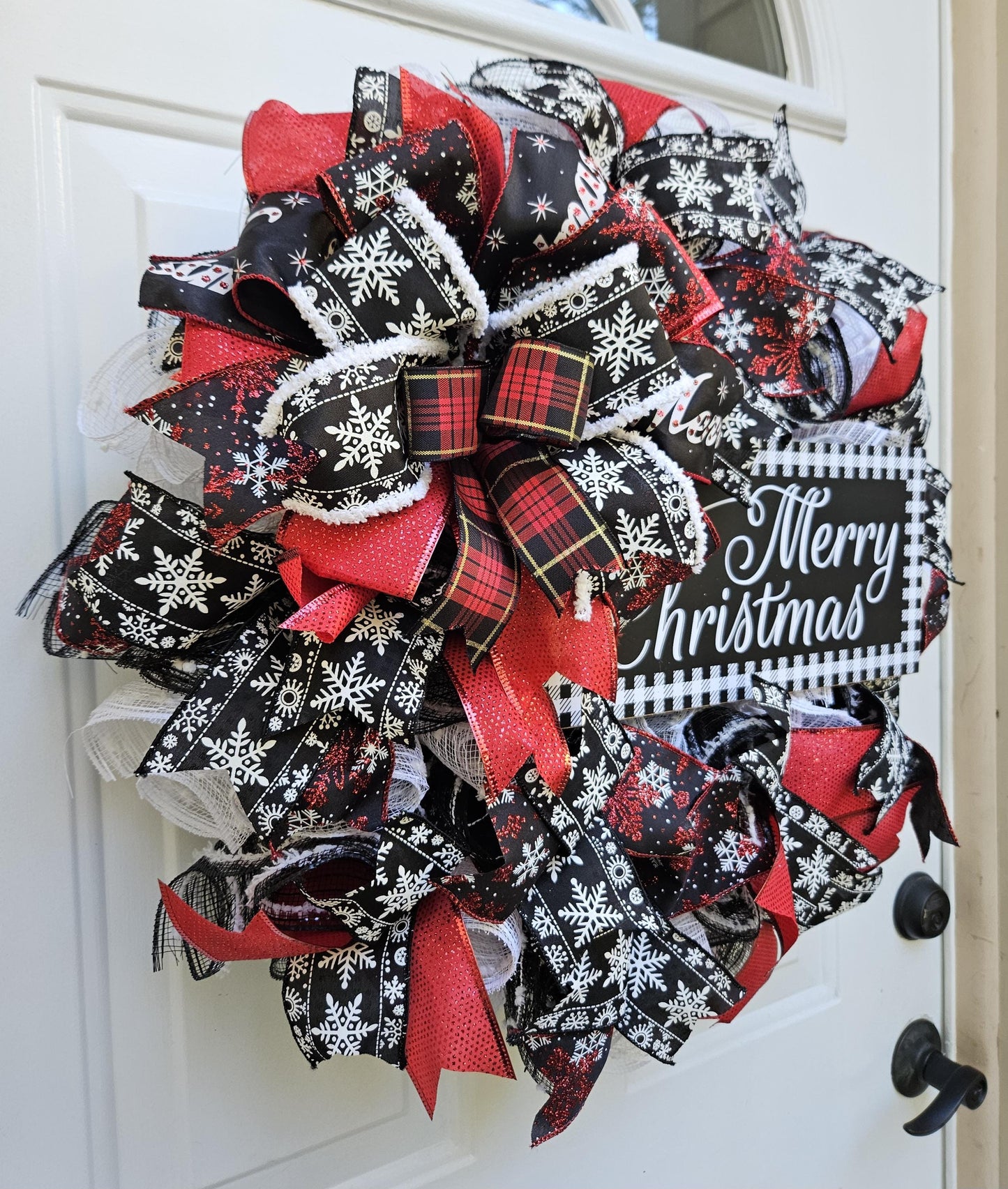 Merry Christmas Buffalo Check Wreath