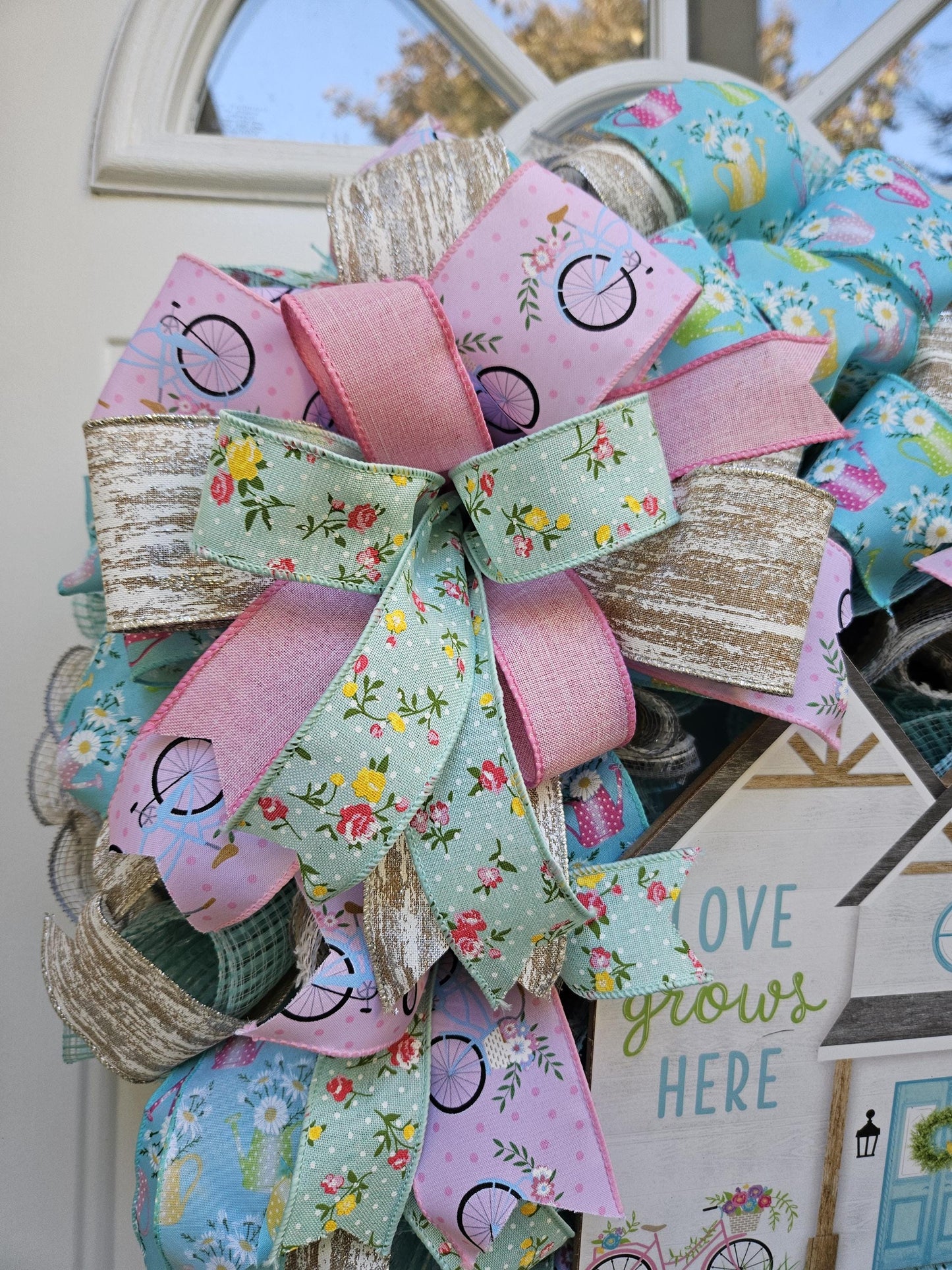 Love Grows Here, Welcome Wreath, Summer Wreath, Spring Wreath, Wreath for Front Door, Gift for Her