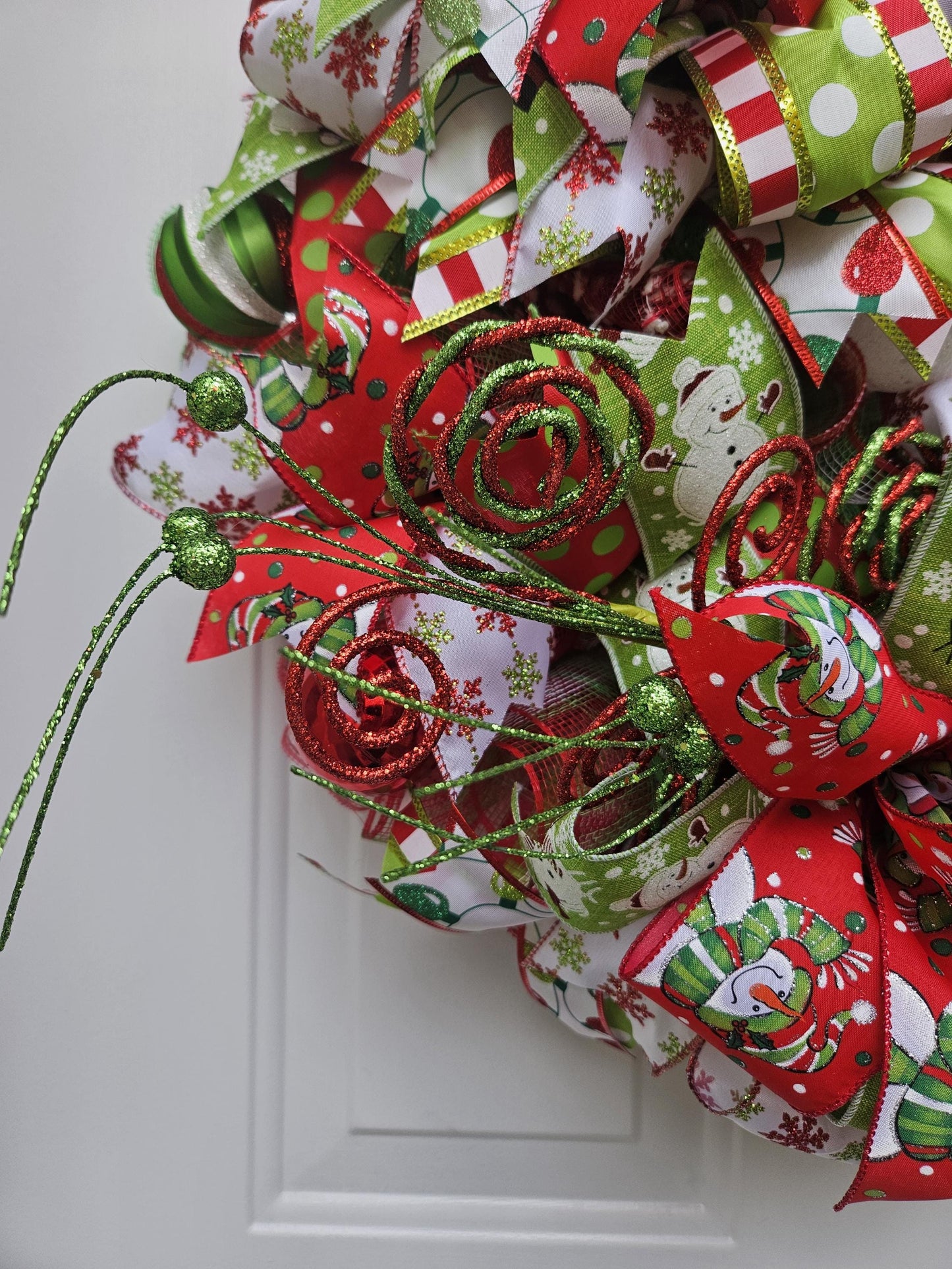 Christmas Snowman Wreath for Front Door - Festive Holiday Decor