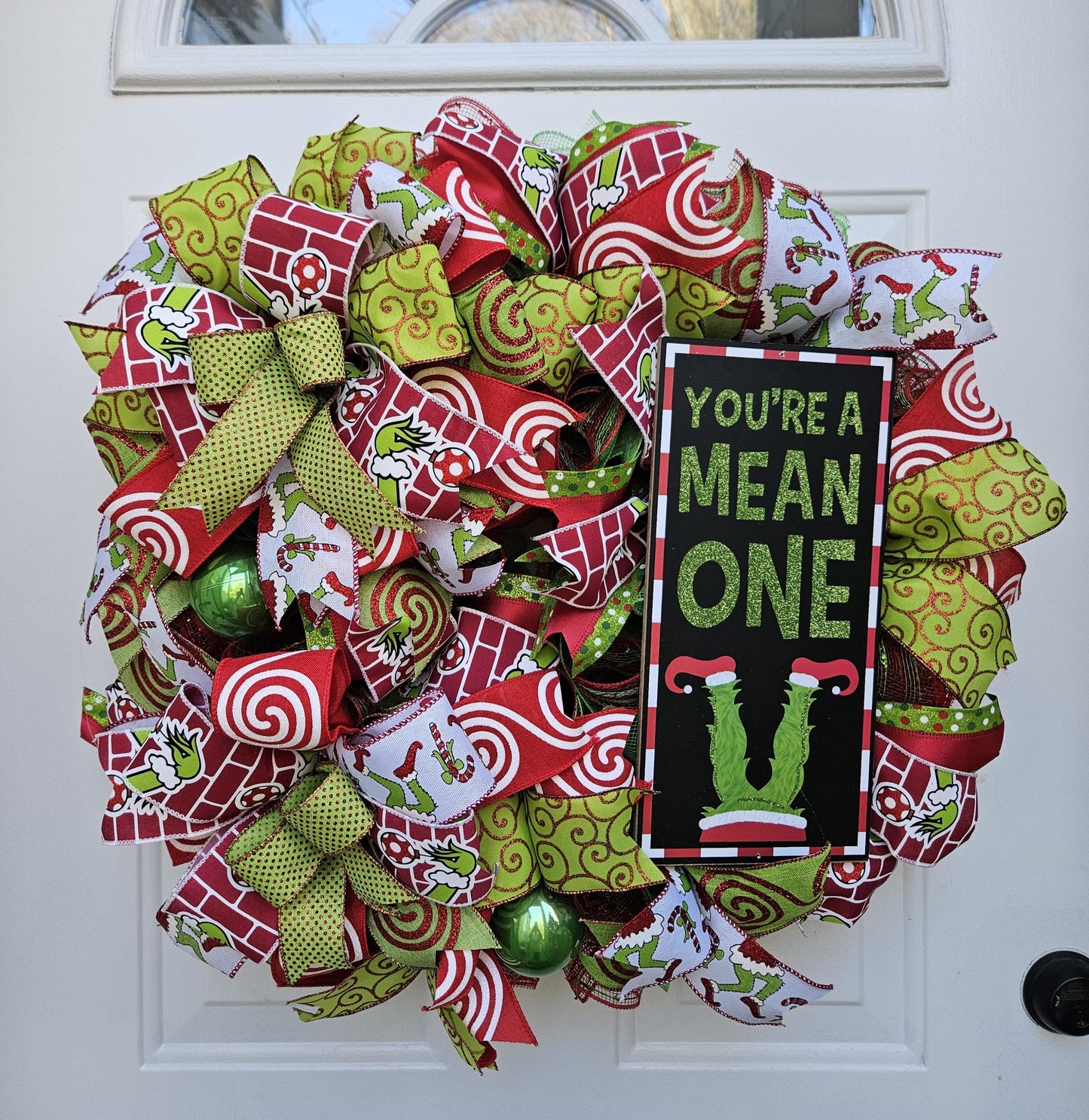 You're A Mean One, Christmas Grinch Wreath, Green Monster Wreath, Christmas Wreath