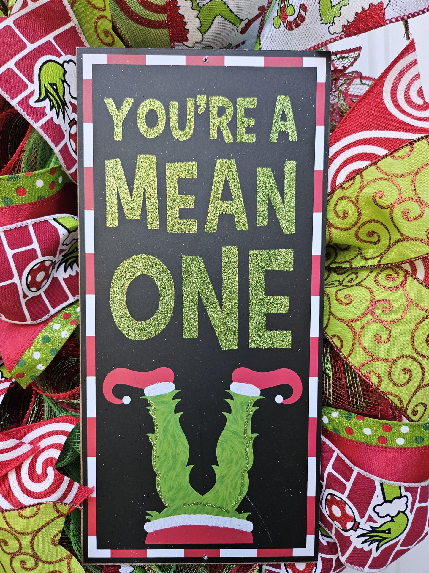 You're A Mean One, Christmas Grinch Wreath, Green Monster Wreath, Christmas Wreath