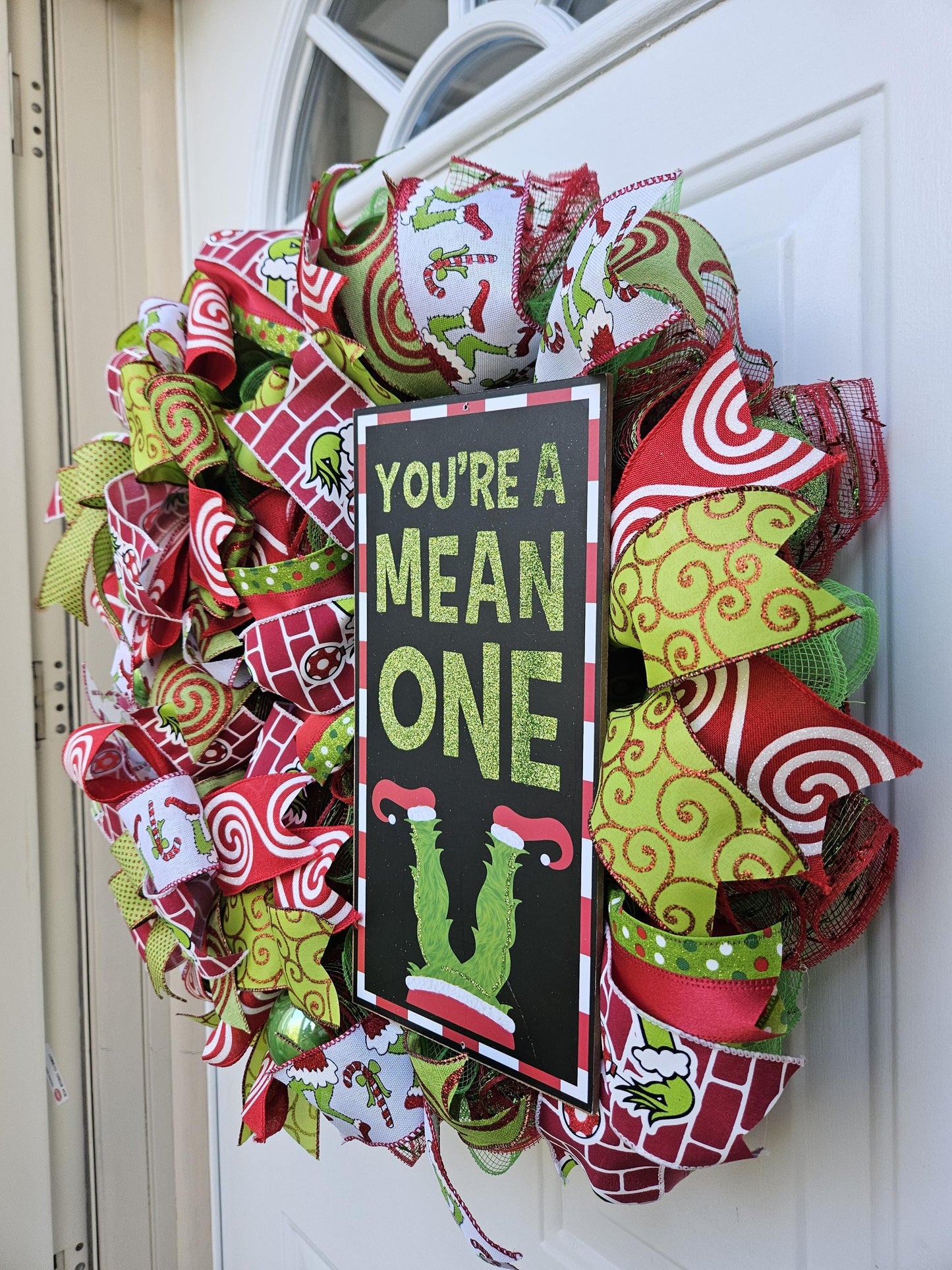 You're A Mean One, Christmas Grinch Wreath, Green Monster Wreath, Christmas Wreath