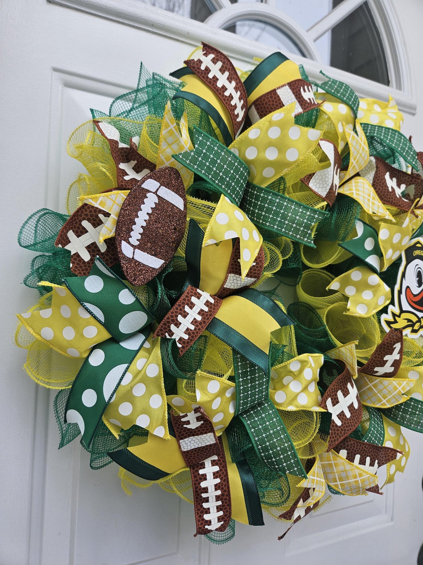 Oregon Ducks Wreath, Football Lover, College Football, Front Door Decor, Man Cave