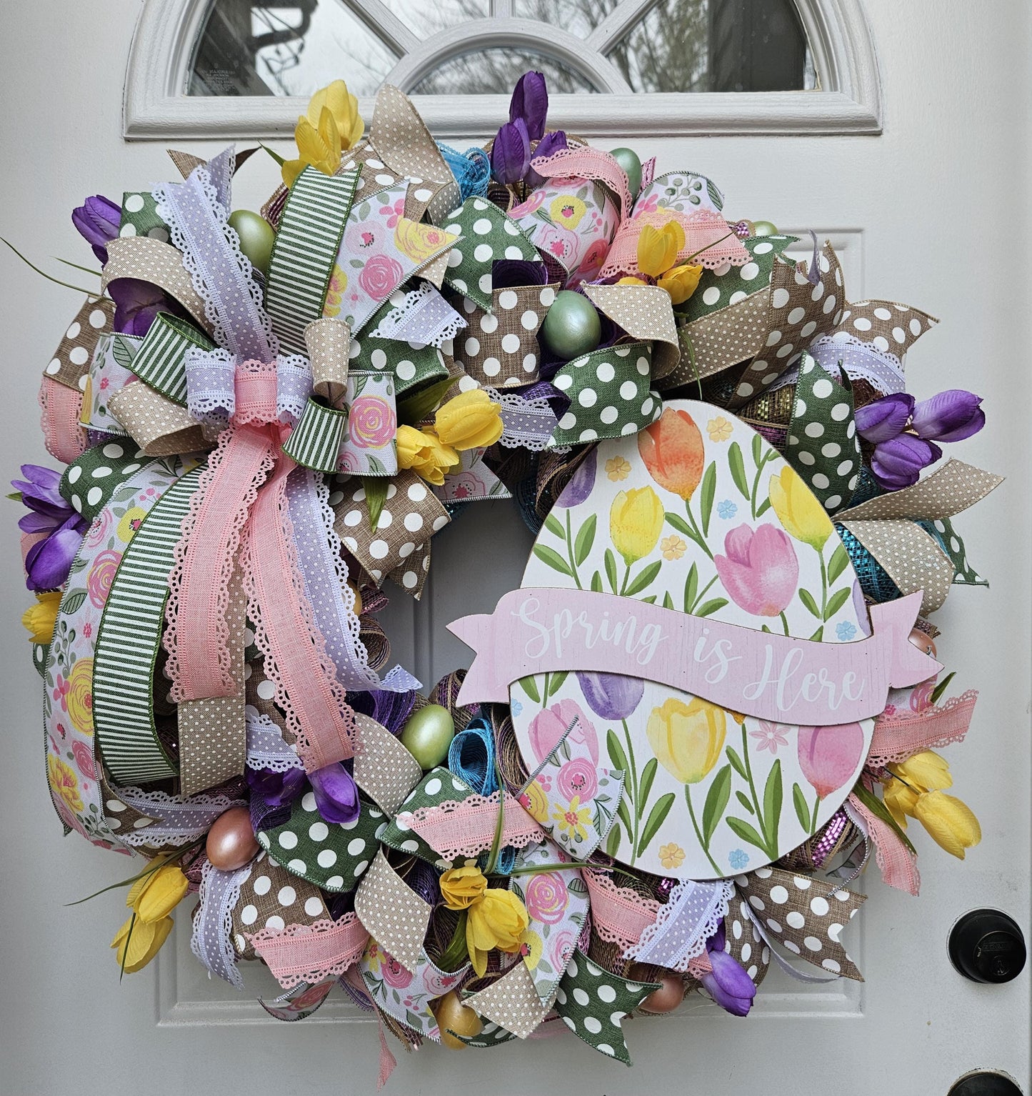 Welcome Spring Wreath, Easter Wreath, Spring Wreath, Tulips