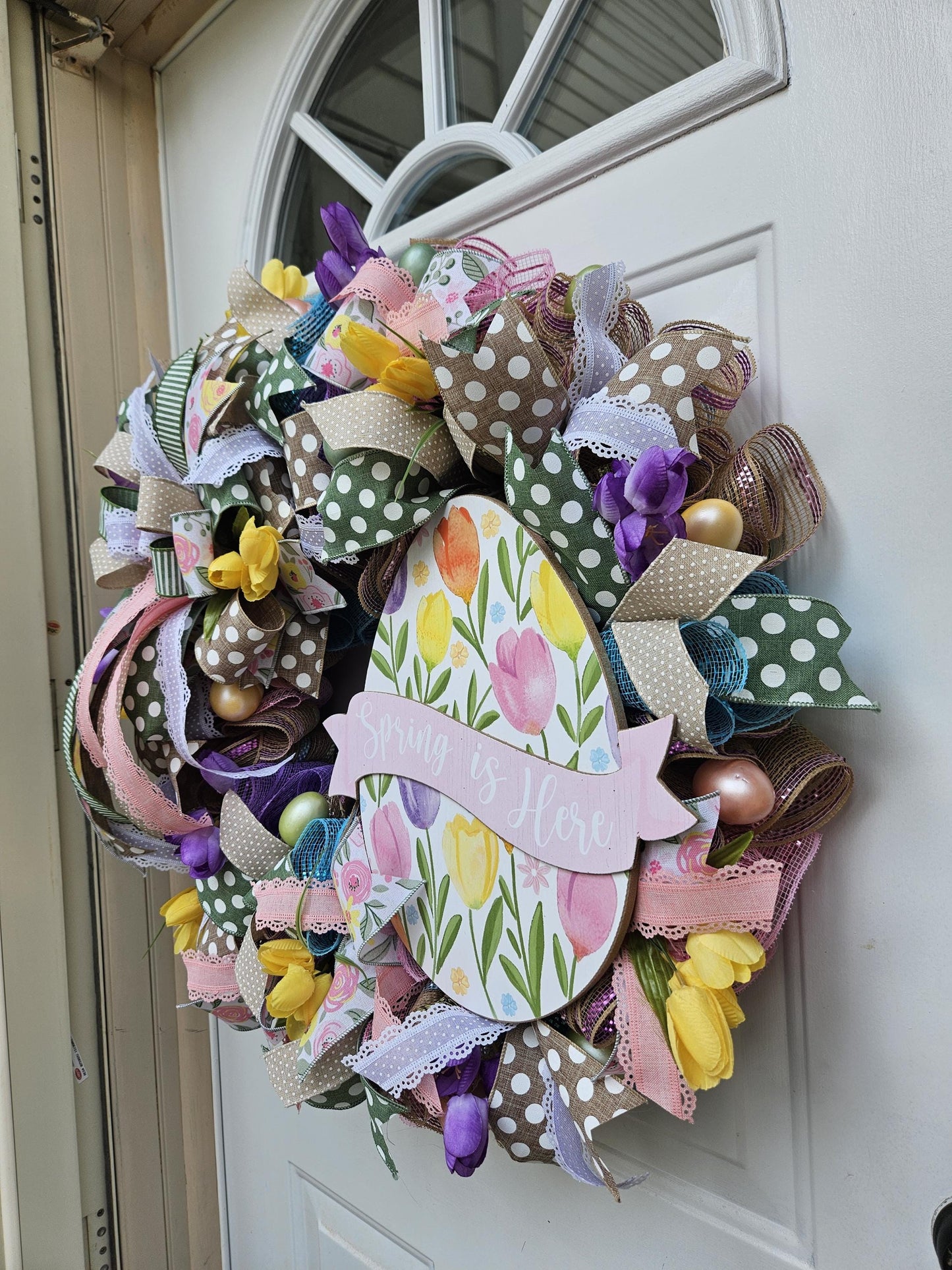 Welcome Spring Wreath, Easter Wreath, Spring Wreath, Tulips
