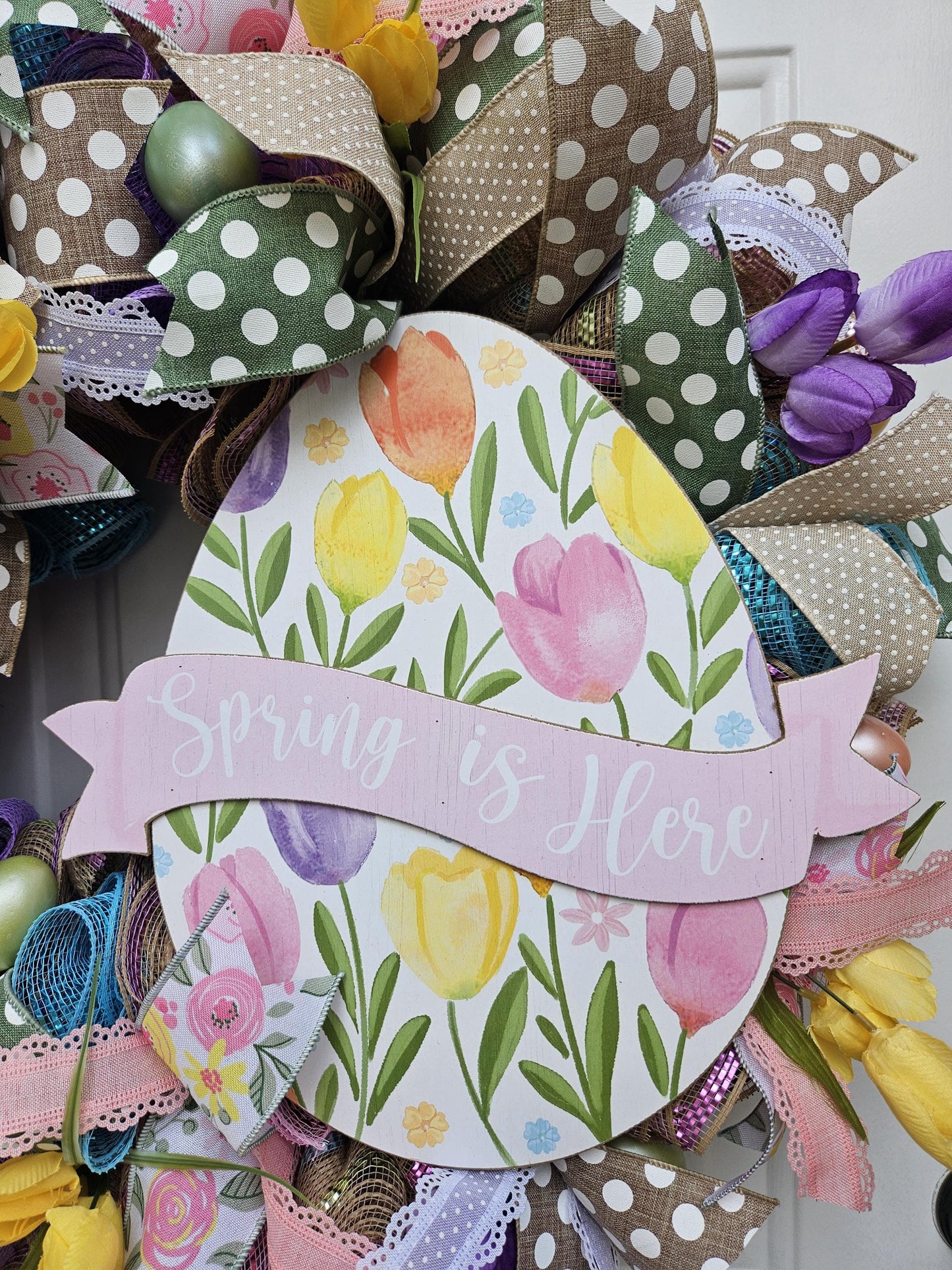 Welcome Spring Wreath, Easter Wreath, Spring Wreath, Tulips