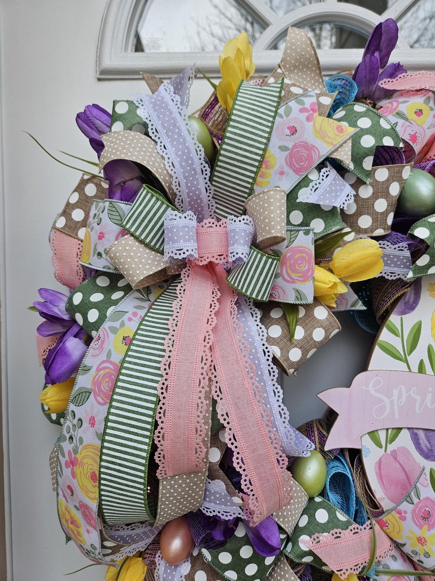 Welcome Spring Wreath, Easter Wreath, Spring Wreath, Tulips