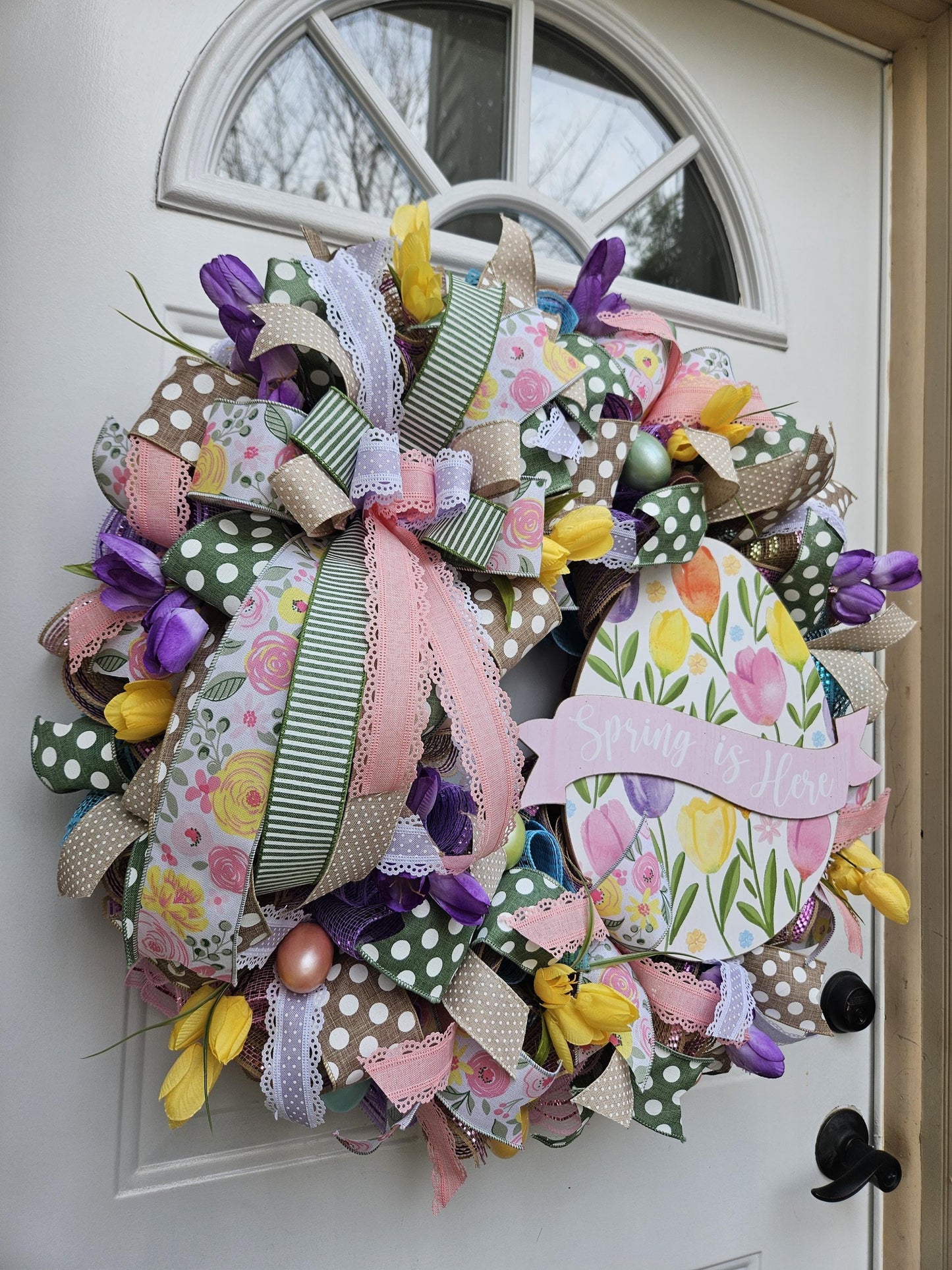 Welcome Spring Wreath, Easter Wreath, Spring Wreath, Tulips