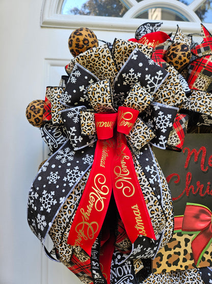 Cheetah Print Merry Christmas Glam Wreath