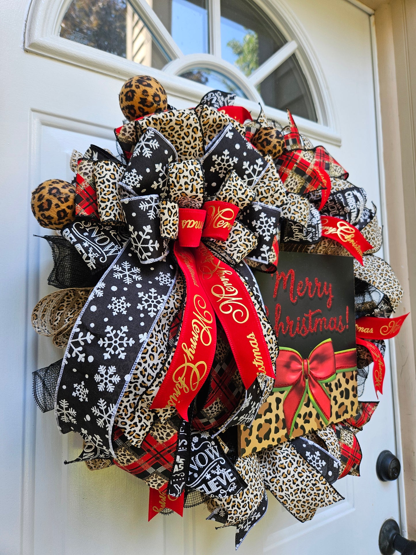 Cheetah Print Merry Christmas Glam Wreath