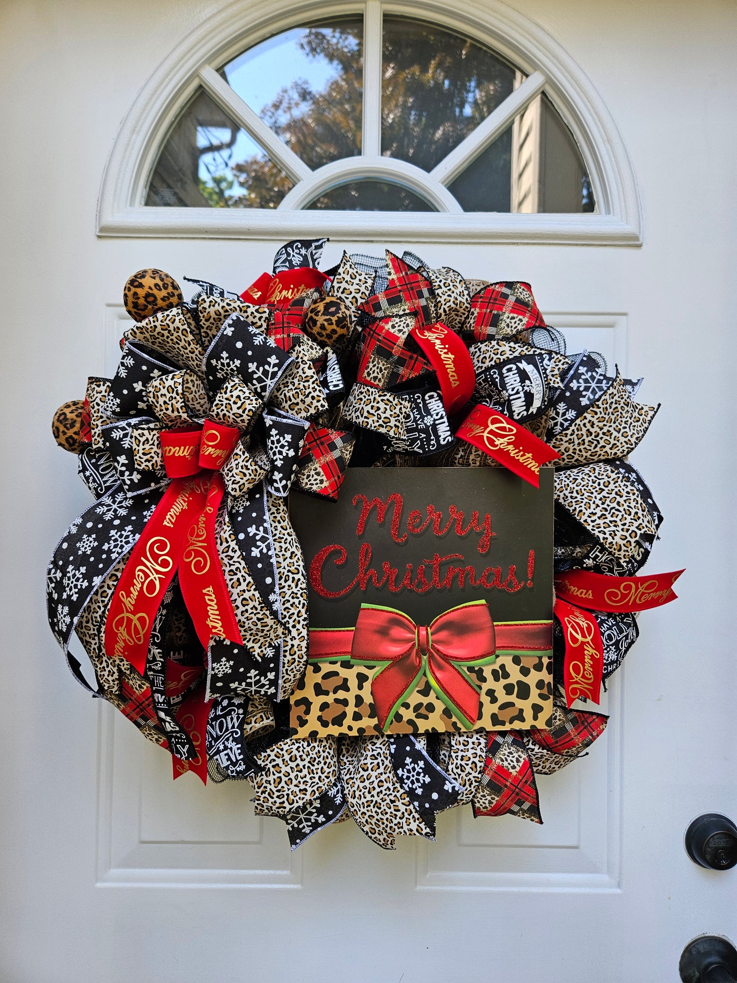 Cheetah Print Merry Christmas Glam Wreath