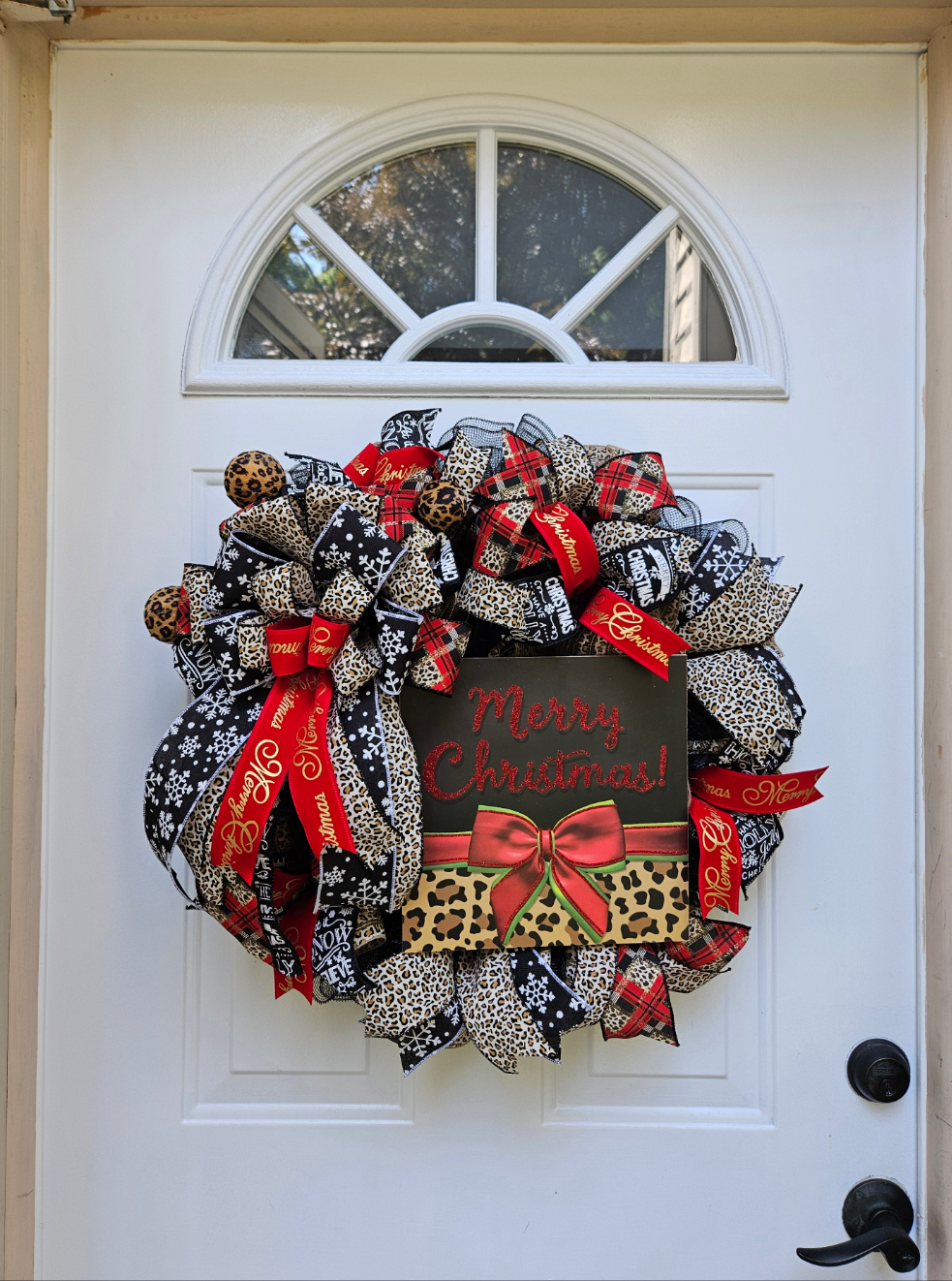 Cheetah Print Merry Christmas Glam Wreath