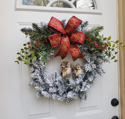 Owl Wreath, Winter Wreath, Everyday Wreath, Holiday Wreath, Christmas Wreath, Farmhouse Wreath,Rustic Wreath