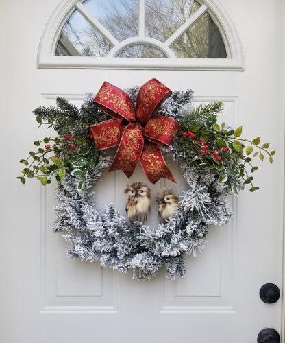 Owl Wreath, Winter Wreath, Everyday Wreath, Holiday Wreath, Christmas Wreath, Farmhouse Wreath,Rustic Wreath