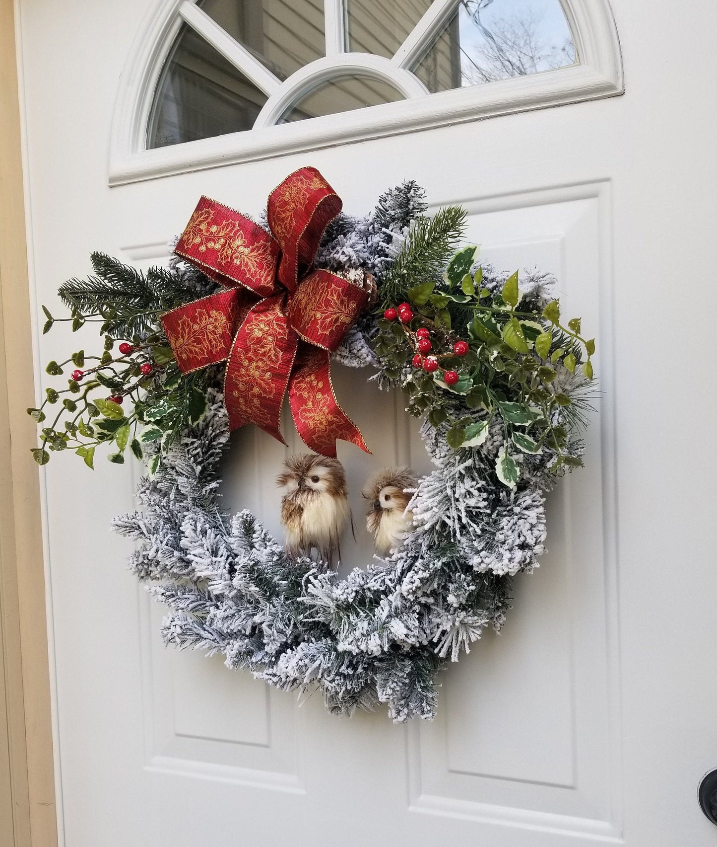 Owl Wreath, Winter Wreath, Everyday Wreath, Holiday Wreath, Christmas Wreath, Farmhouse Wreath,Rustic Wreath