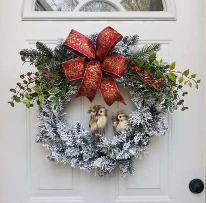 Owl Wreath, Winter Wreath, Everyday Wreath, Holiday Wreath, Christmas Wreath, Farmhouse Wreath,Rustic Wreath