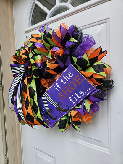 If The Shoe Fits Halloween Witch Wreath