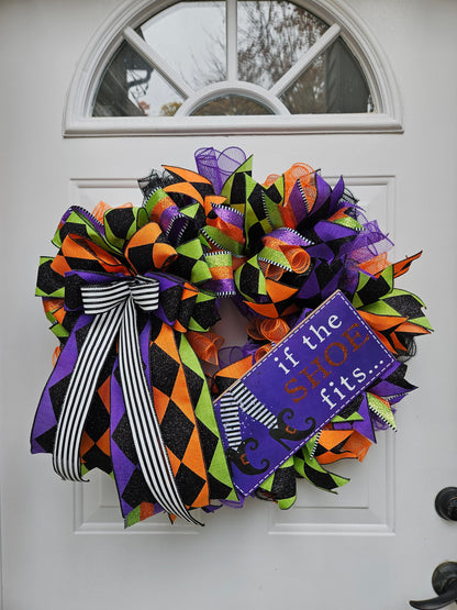 If The Shoe Fits Halloween Witch Wreath