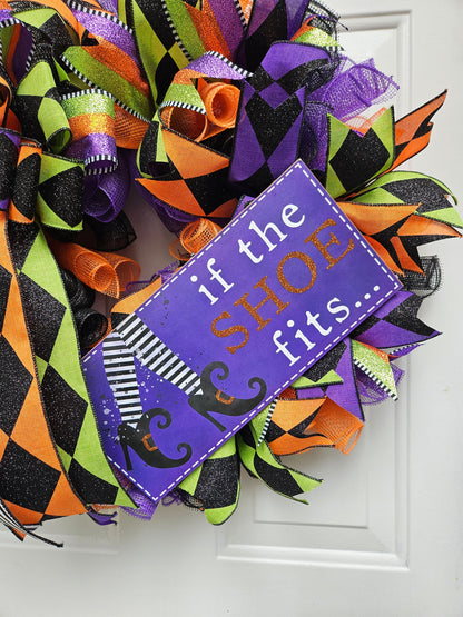 If The Shoe Fits Halloween Witch Wreath