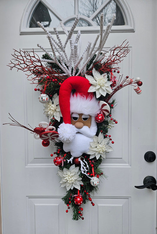 XL Christmas Swag with Jolly Santa and Festive Flair