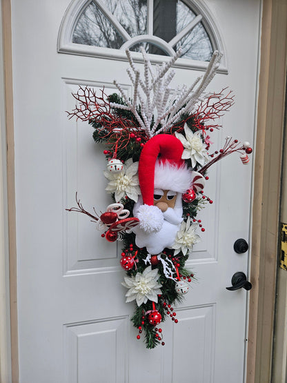 XL Christmas Swag with Jolly Santa and Festive Flair