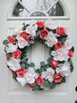 Coral Pink Faux Floral Wreath