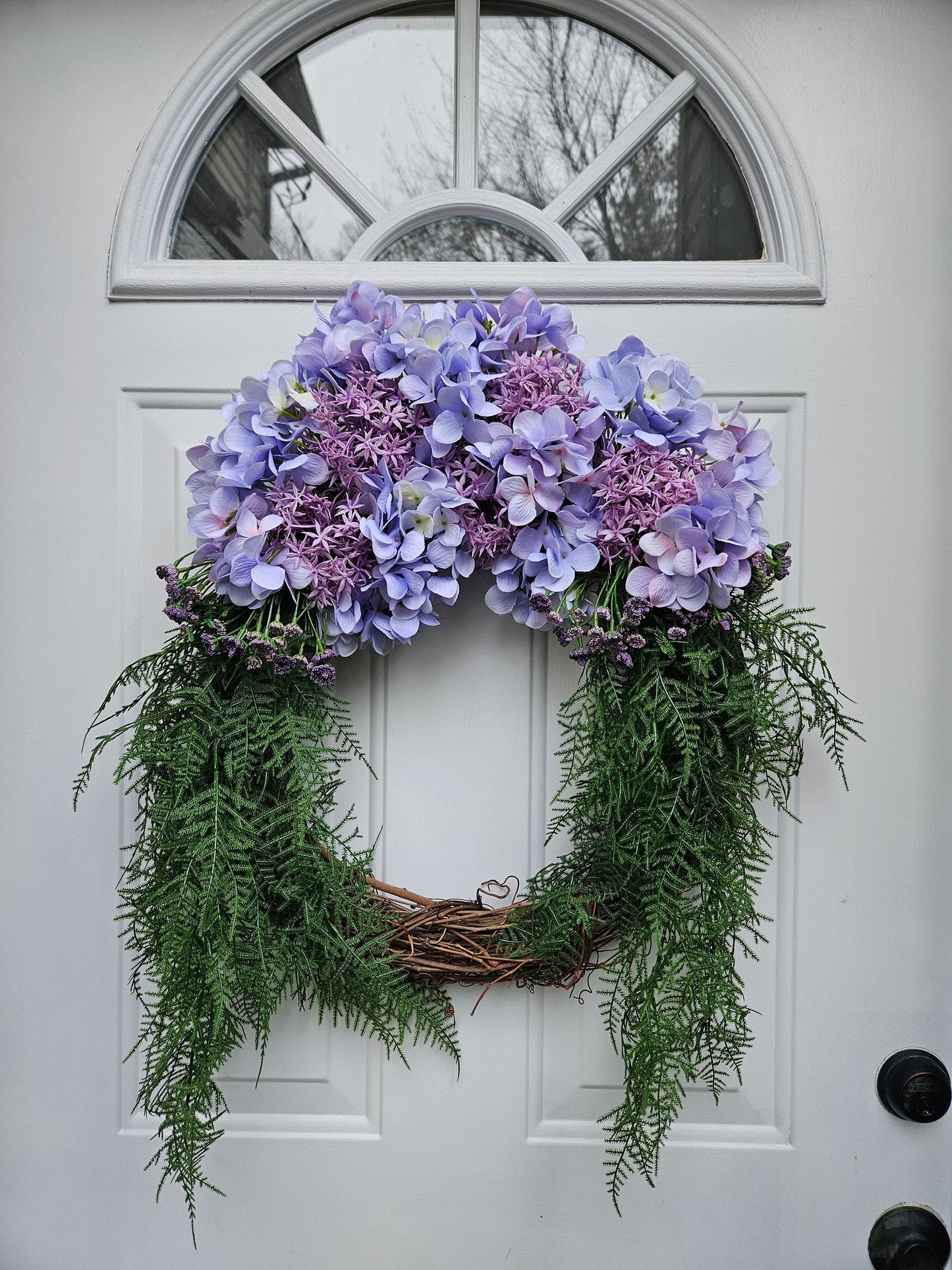 Periwinkle Purple Hydrangea Grapevine Wreath