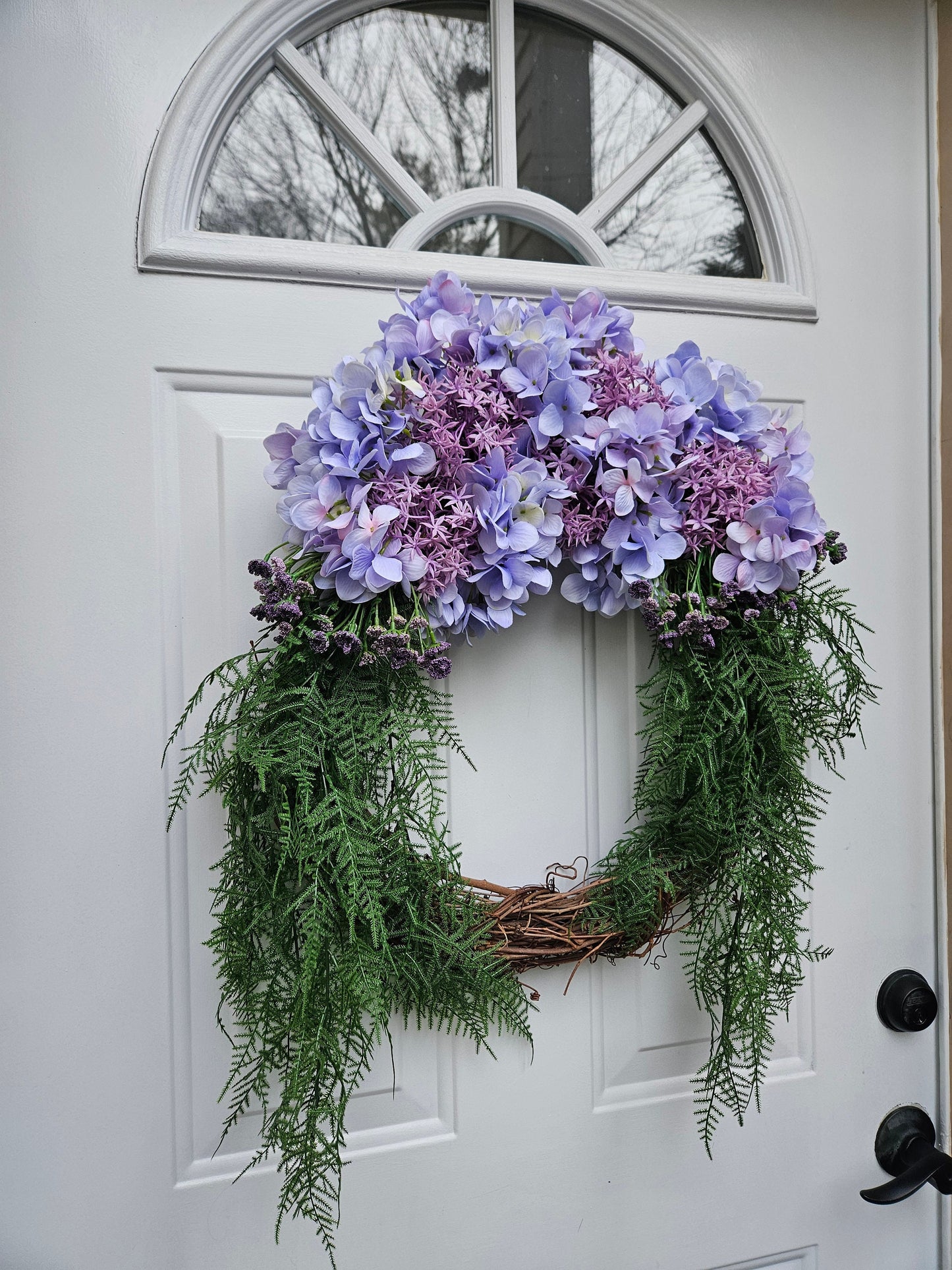 Periwinkle Purple Hydrangea Grapevine Wreath