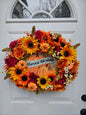 Harvest Blessings Fall Pumpkin Sunflower Wreath