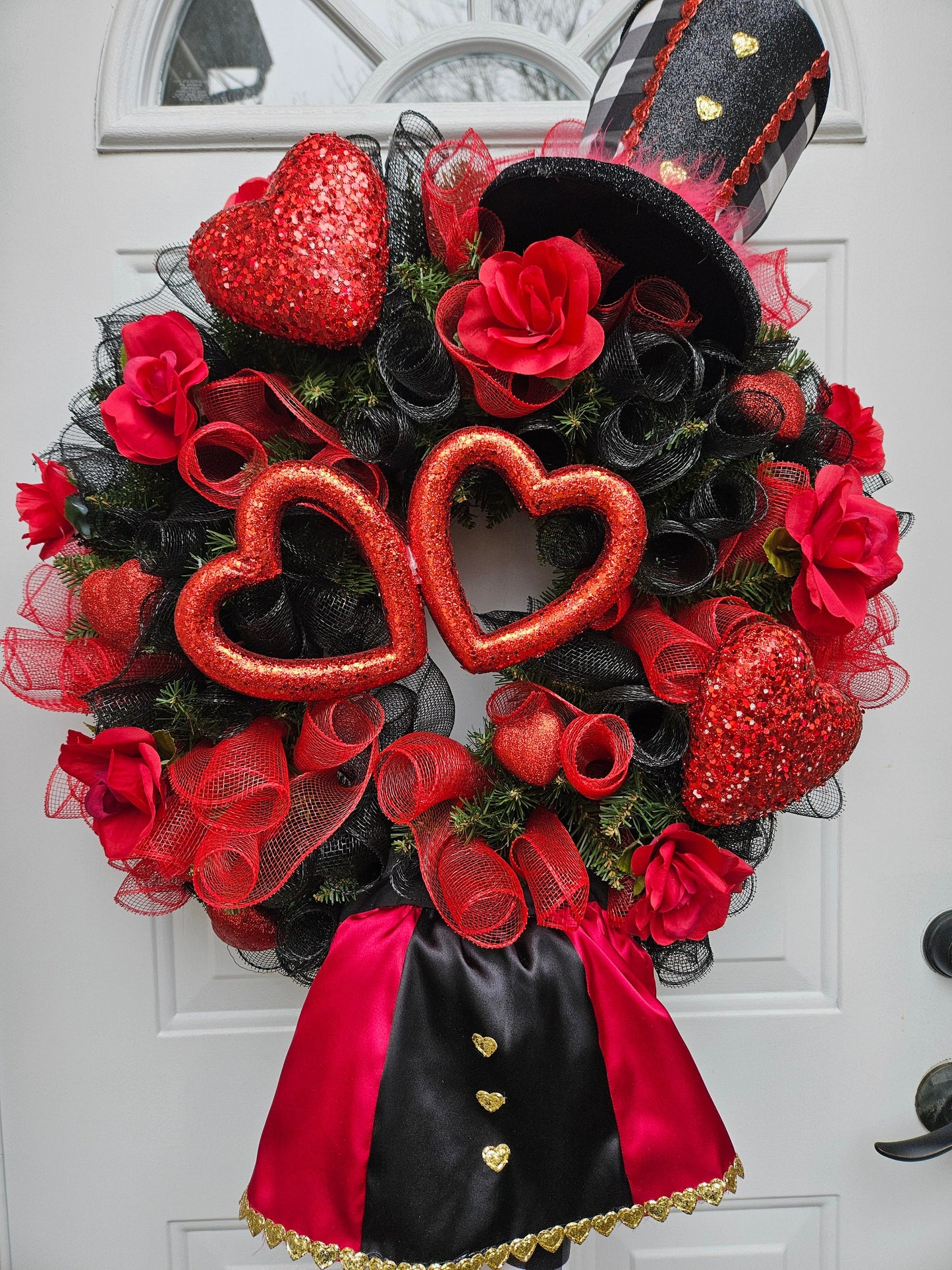 Alice in Wonderland Inspired Whimsical Valentine's Day Wreath