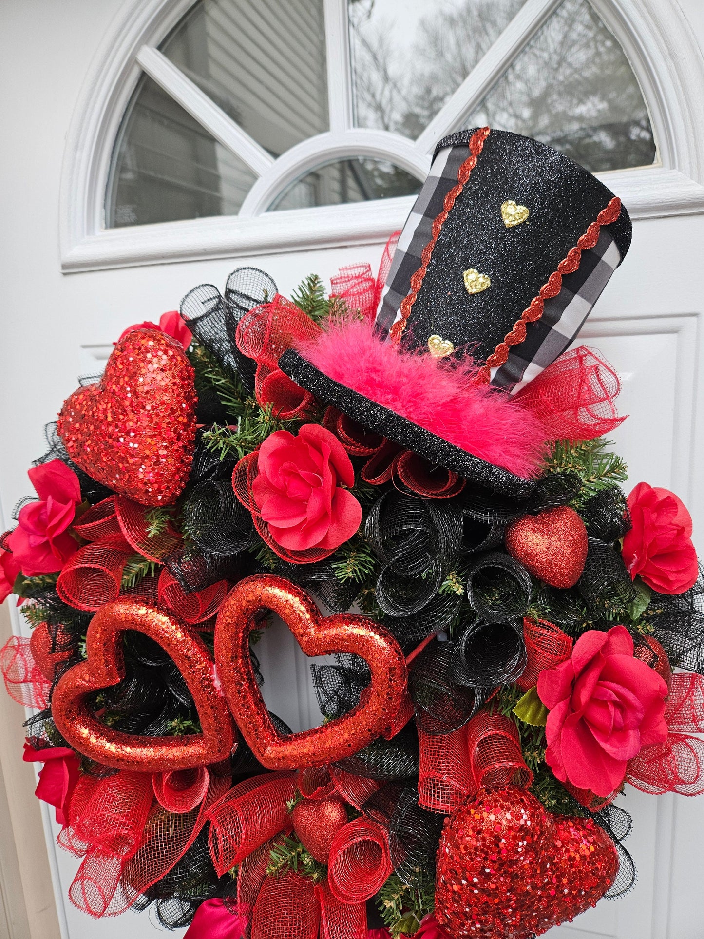 Alice in Wonderland Inspired Whimsical Valentine's Day Wreath