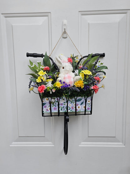 Spring, Summer, Easter Floral Bicycle Basket Door Hanger