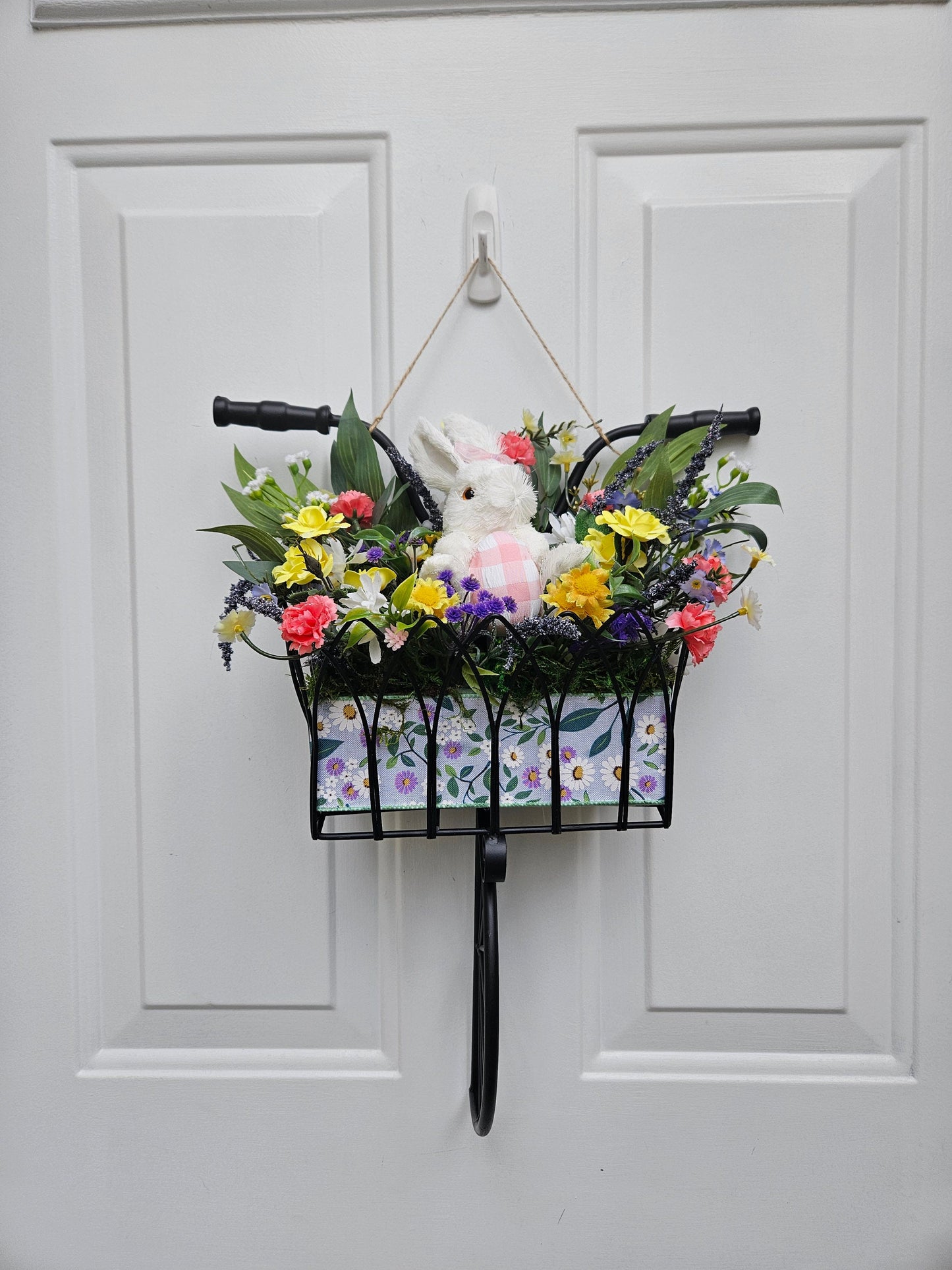 Spring, Summer, Easter Floral Bicycle Basket Door Hanger