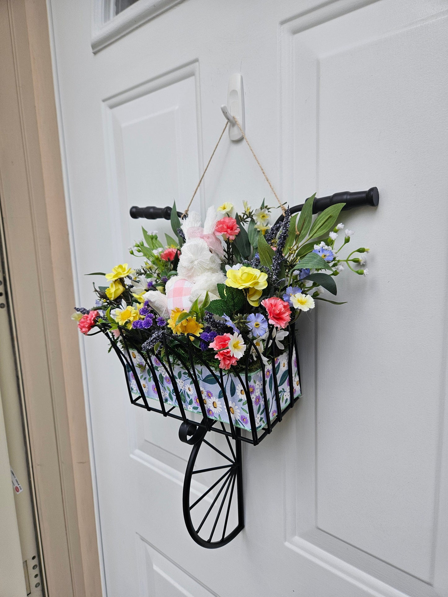 Spring, Summer, Easter Floral Bicycle Basket Door Hanger