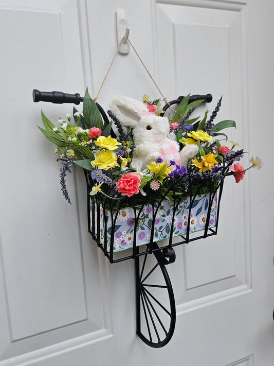 Spring, Summer, Easter Floral Bicycle Basket Door Hanger