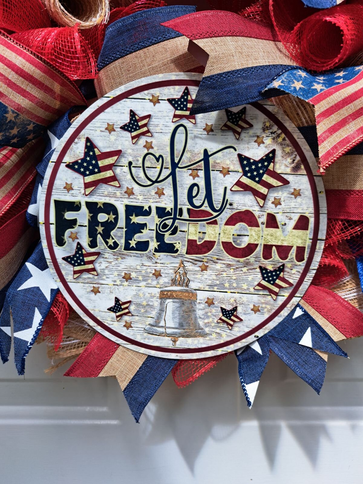 Fourth of July Wreath, 4th of July Wreath, Summer Wreath, Red White and Blue, American Flag, Patriotic Wreath,  Let Freedom Ring