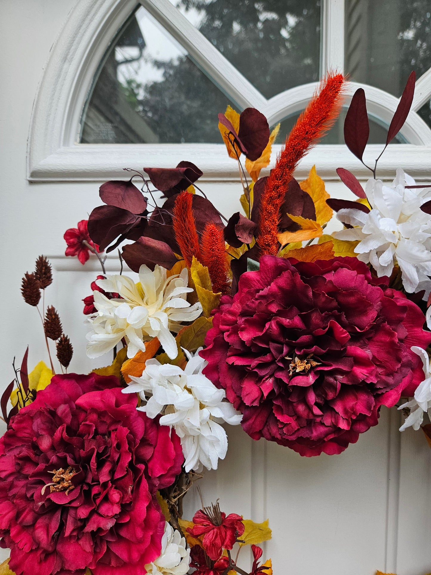 Faux Floral Fall Wreath, Autumn Wreath