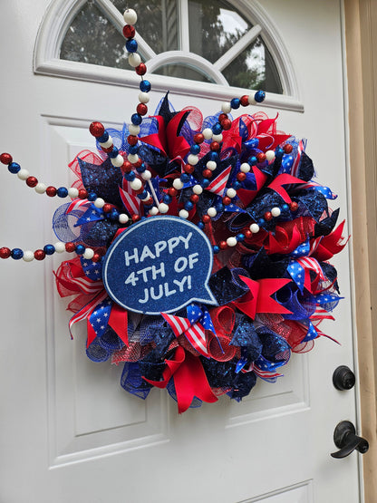 Fourth of July Wreath, 4th of July Wreath, Summer Wreath, Red White and Blue, American Flag