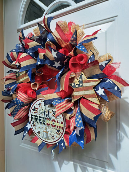 Fourth of July Wreath, 4th of July Wreath, Summer Wreath, Red White and Blue, American Flag, Patriotic Wreath,  Let Freedom Ring