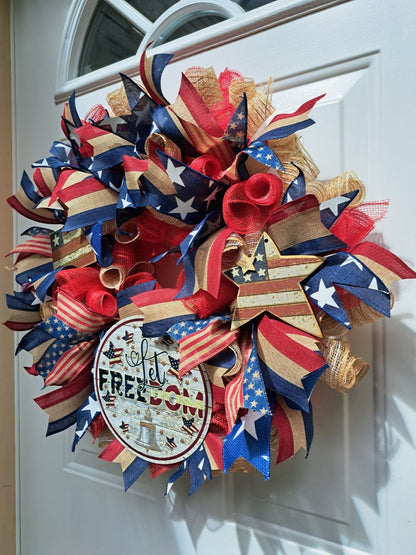 Fourth of July Wreath, 4th of July Wreath, Summer Wreath, Red White and Blue, American Flag, Patriotic Wreath,  Let Freedom Ring