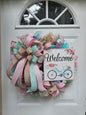 Welcome Wreath, Bike Wreath, Summer Wreath, Spring Wreath, Wreath for Front Door, Gift for Her
