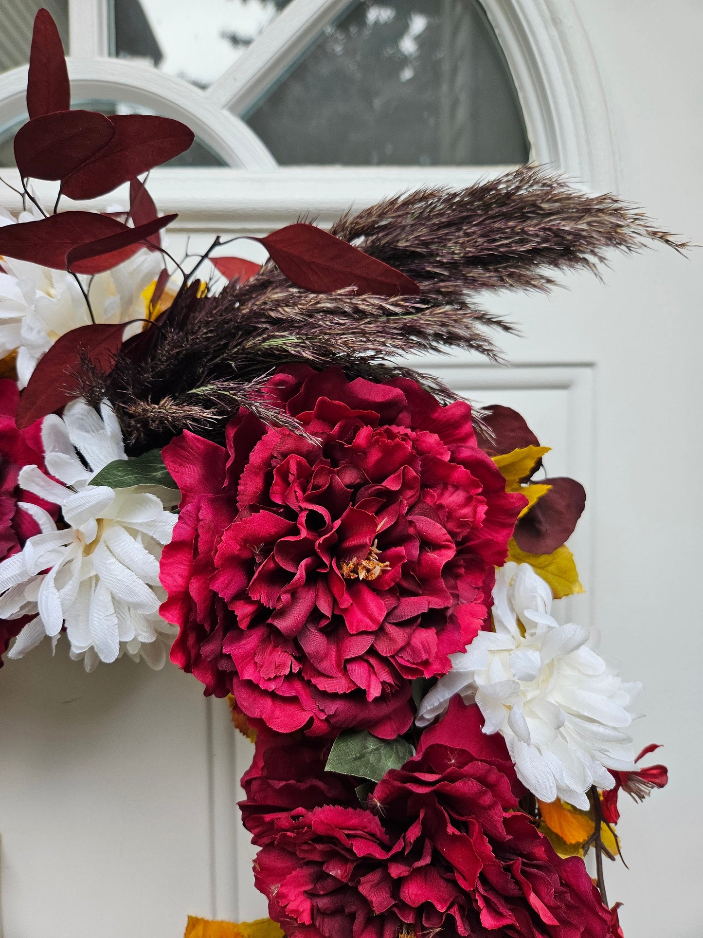 Faux Floral Fall Wreath, Autumn Wreath