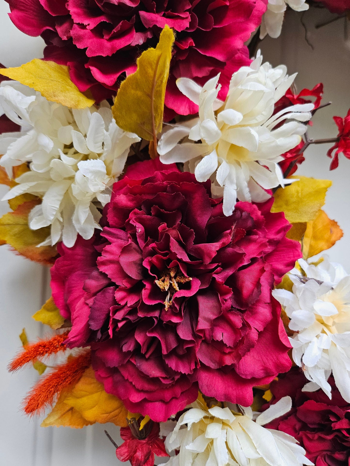 Faux Floral Fall Wreath, Autumn Wreath