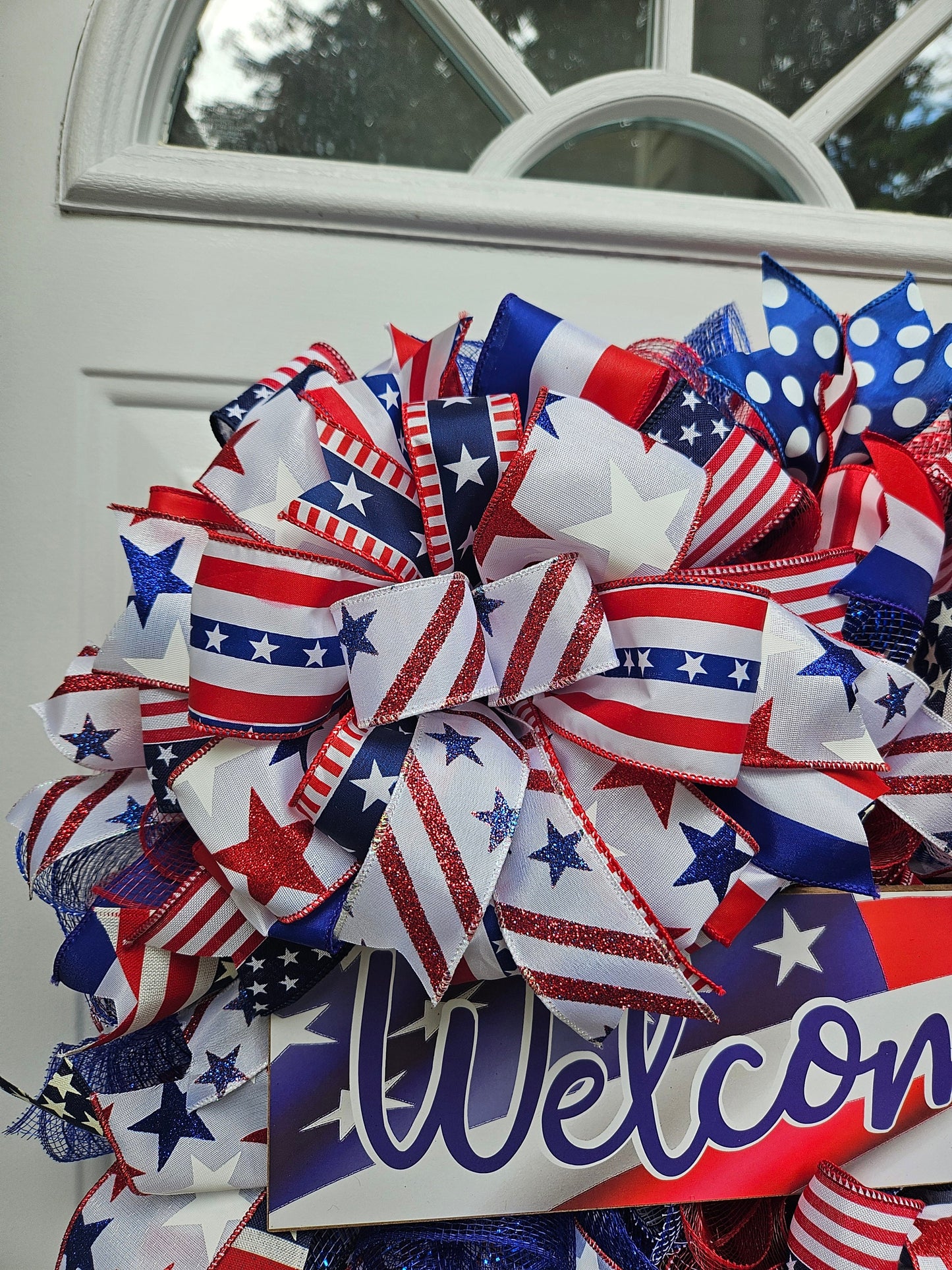 Patriotic Welcome Wreath, Fourth of July Wreath, 4th of July Wreath, Summer Wreath, Red White and Blue, American Flag