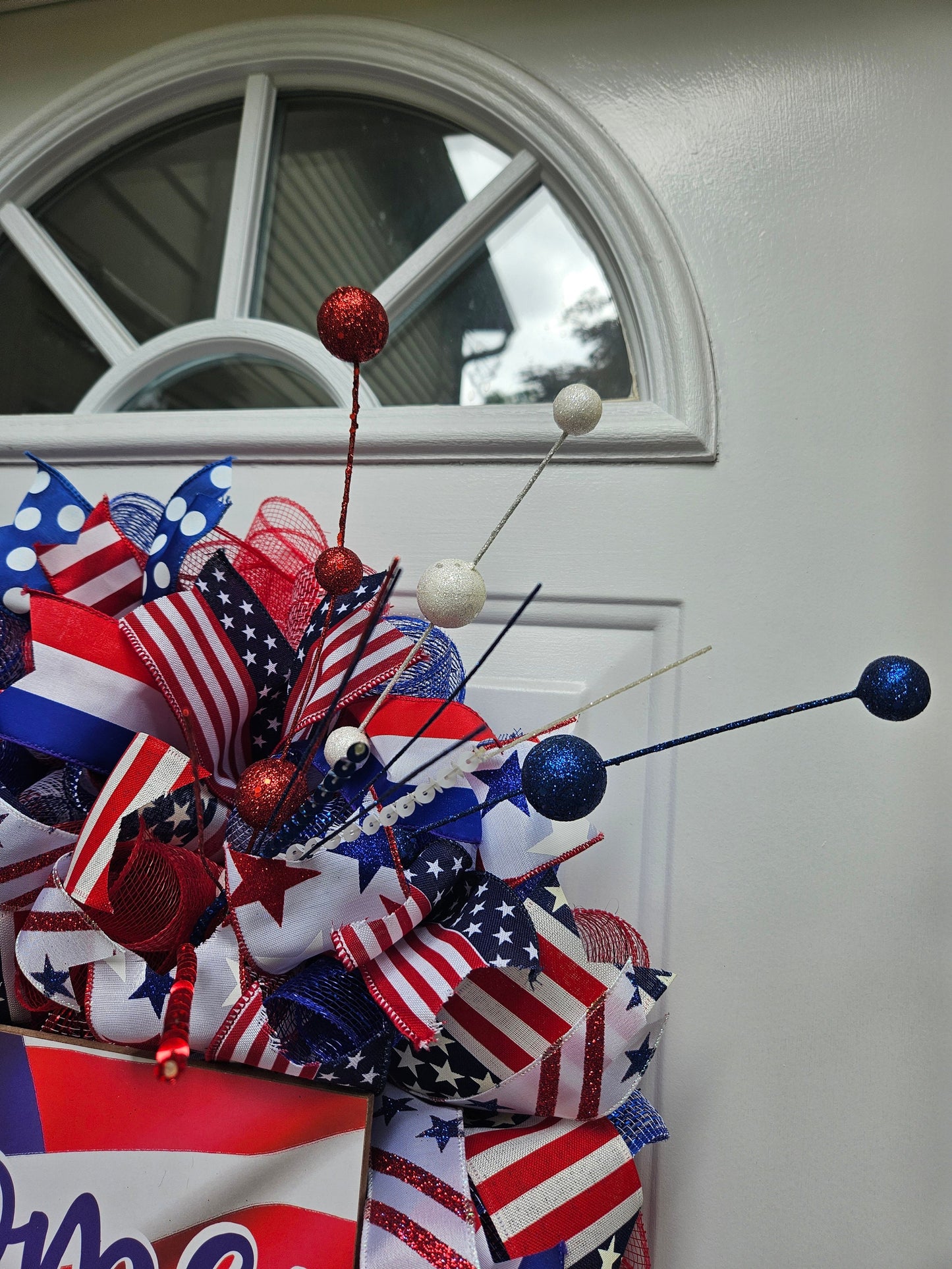 Patriotic Welcome Wreath, Fourth of July Wreath, 4th of July Wreath, Summer Wreath, Red White and Blue, American Flag