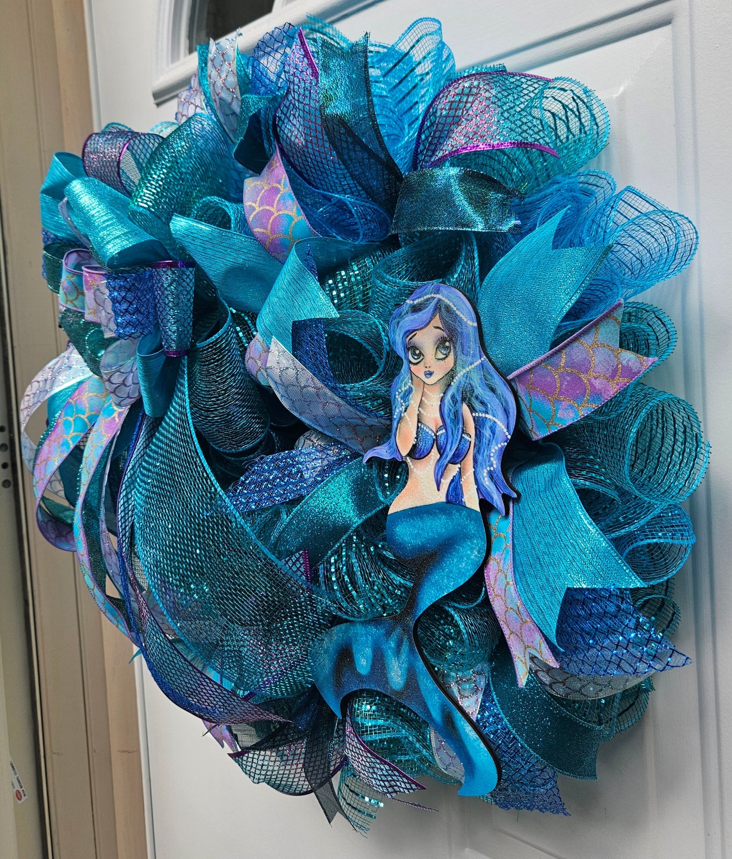 Mermaid Wreath, Under the Sea, Wreath for Little Girl, Teal Wreath, Ocean Wreath