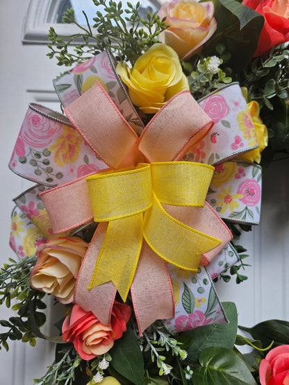 Summer Rose Floral Wreath